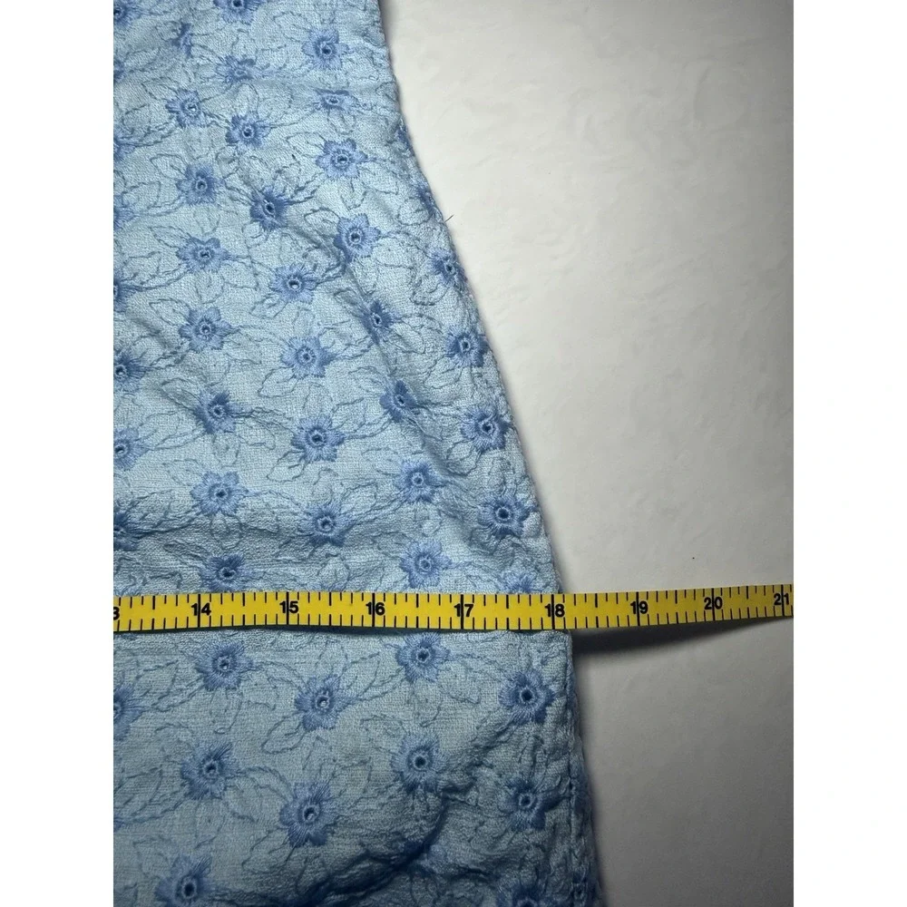 Vintage 60s Lorrie Deb Midi Dress Women Size XS‎ Blue Floral Eyelet Empire Waist